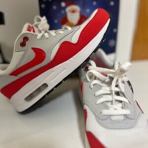 50% off StockX- Nike Air max 1 Kids Sneakers Red and Gray